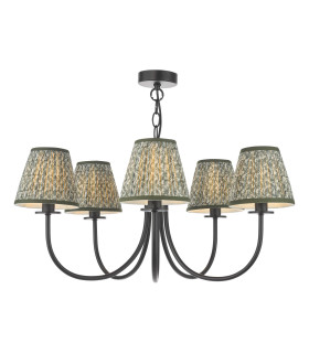 Becca 5 Light Armed Ceiling Pendant Matt Black With Shade-1