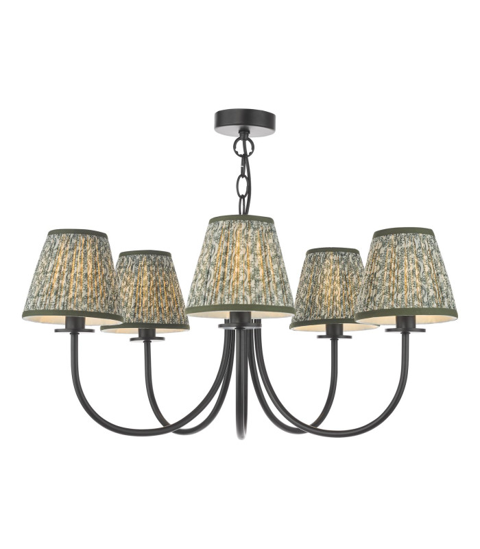 Becca 5 Light Armed Ceiling Pendant Matt Black With Shade-1