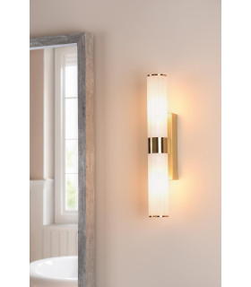 Lars Bathroom Wall Light Brushed Gold and White Frosted Acrylic IP44-2