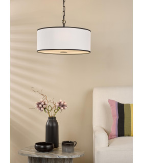 Jemima 3 Light Ceiling Pendant White and Matt Black With Shade-2