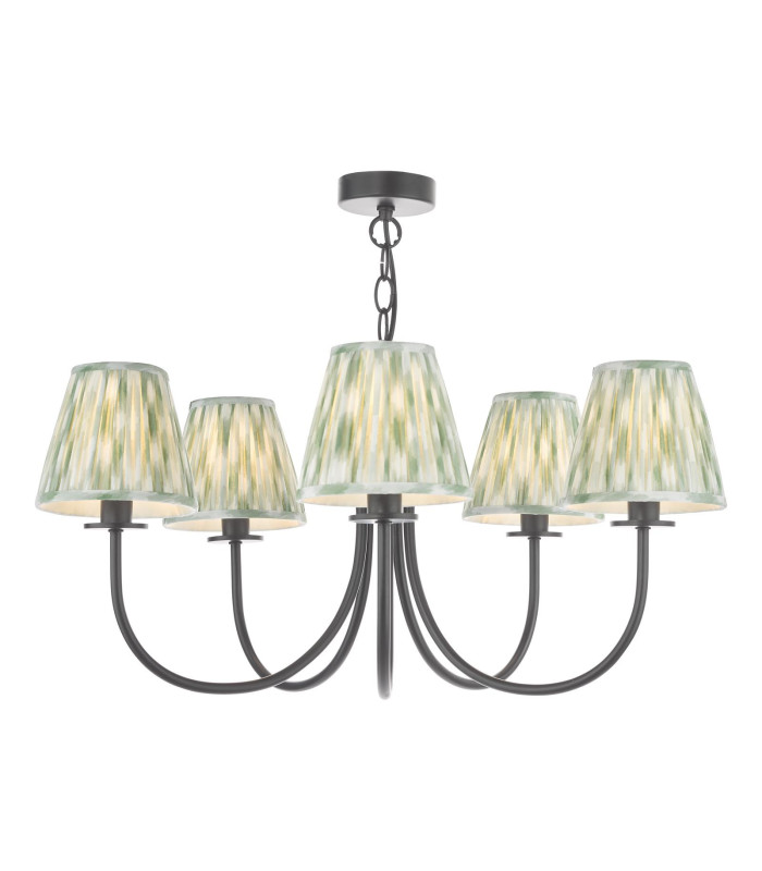 Becca 5 Light Armed Ceiling Pendant Matt Black With Shade-1