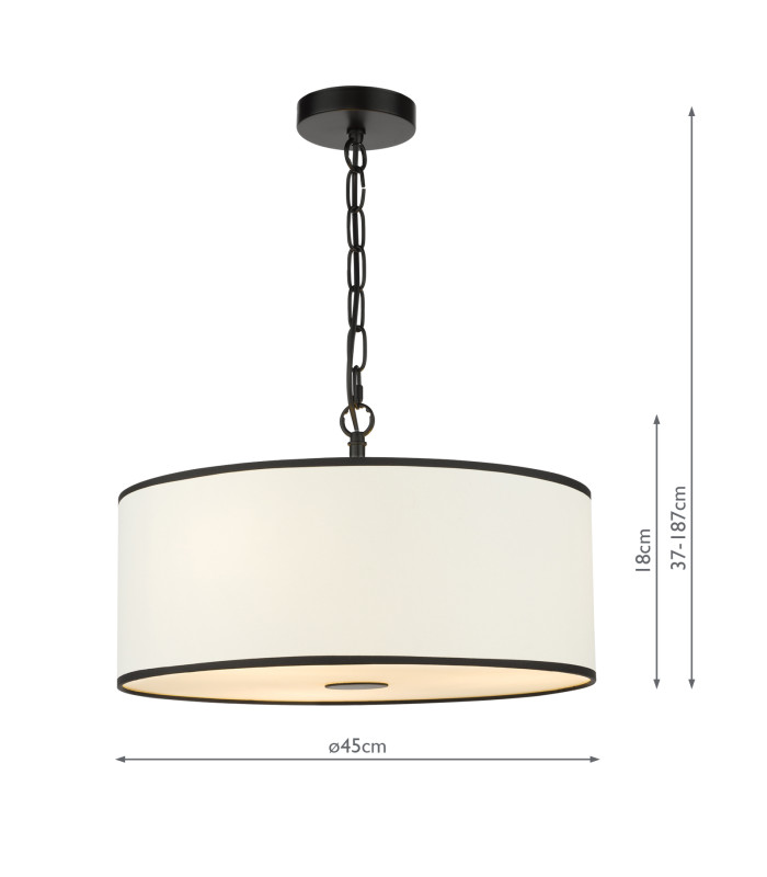 Jemima 3 Light Ceiling Pendant White and Matt Black With Shade-4
