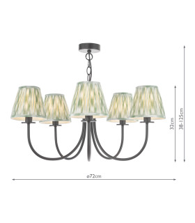 Becca 5 Light Armed Ceiling Pendant Matt Black With Shade-2