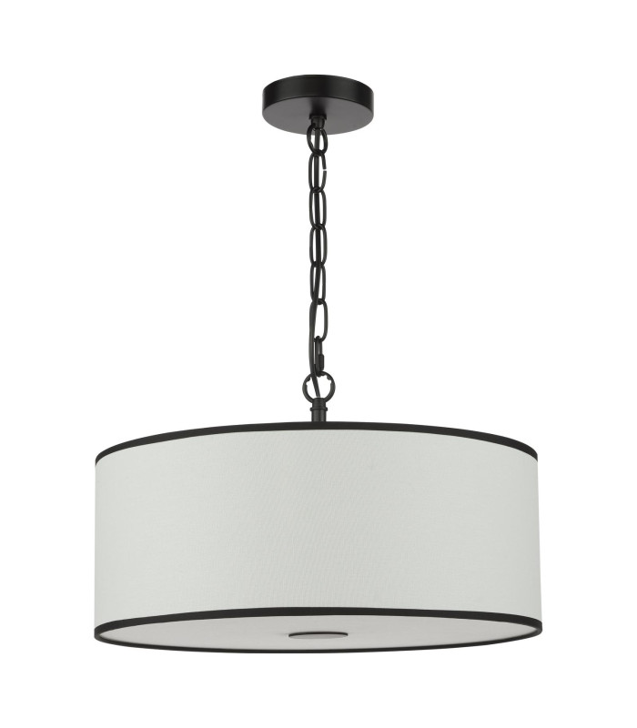 Jemima 3 Light Ceiling Pendant White and Matt Black With Shade-5