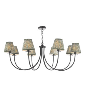 Becca 8 Light Armed Ceiling Pendant Matt Black With Shade-1