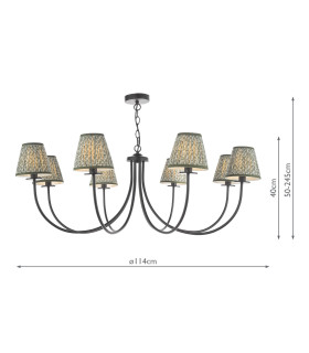 Becca 8 Light Armed Ceiling Pendant Matt Black With Shade-2