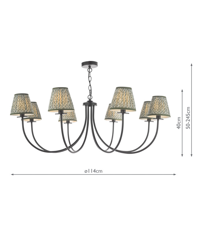 Becca 8 Light Armed Ceiling Pendant Matt Black With Shade-2