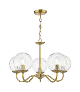 Jocelyn 5 Light Armed Ceiling Pendant Natural Brass and Glass-1