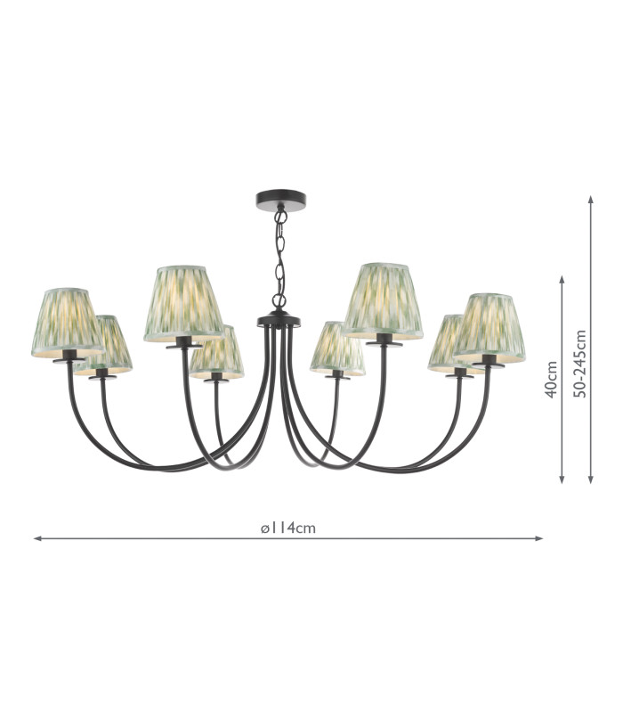 Becca 8 Light Armed Ceiling Pendant Matt Black With Shade-2