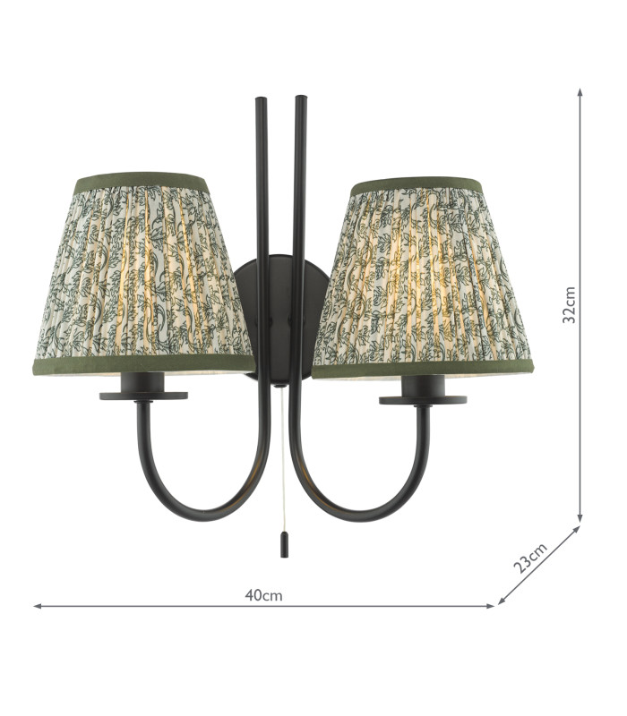 Becca Wall Light Matt Black and Green With Shade-2