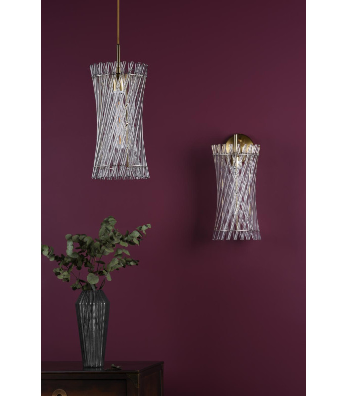 Loire Ceiling Pendant Natural Brass and Glass-5