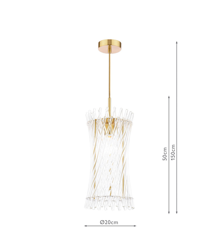 Loire Ceiling Pendant Natural Brass and Glass-6