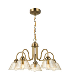 Erika 5 Light Ceiling Pendant Antique Bronze and Amber Glass-1