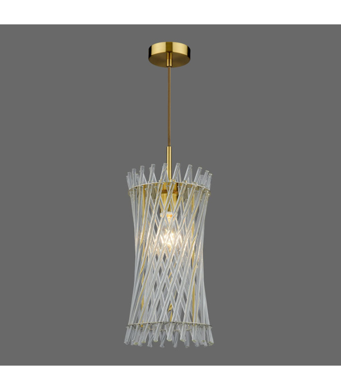 Loire Ceiling Pendant Natural Brass and Glass-10