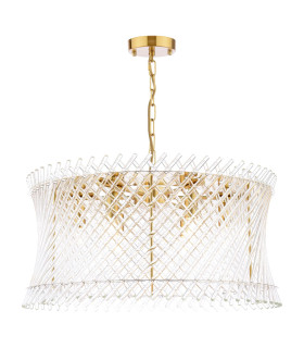 Loire 6 Light Ceiling Pendant Natural Brass and Glass-1
