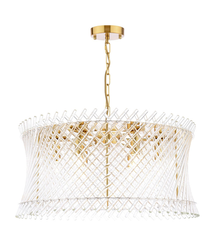 Loire 6 Light Ceiling Pendant Natural Brass and Glass-1