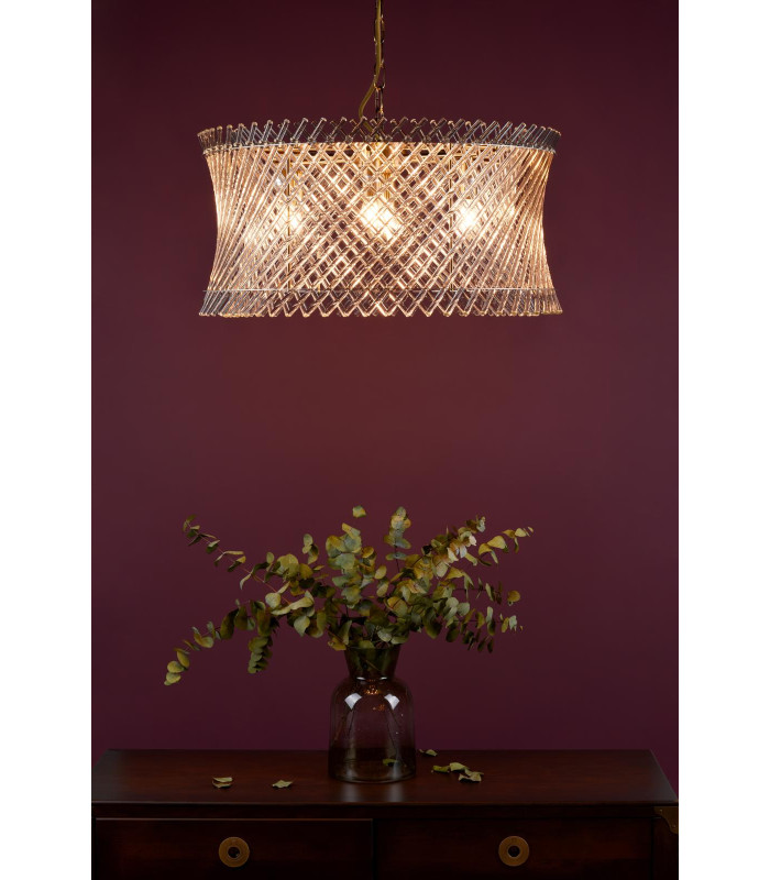 Loire 6 Light Ceiling Pendant Natural Brass and Glass-2