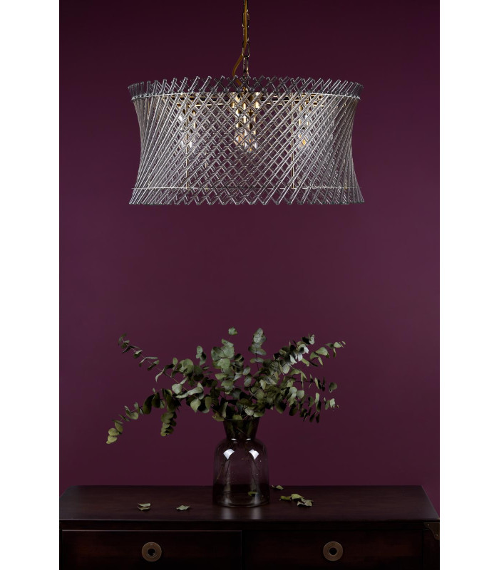 Loire 6 Light Ceiling Pendant Natural Brass and Glass-3
