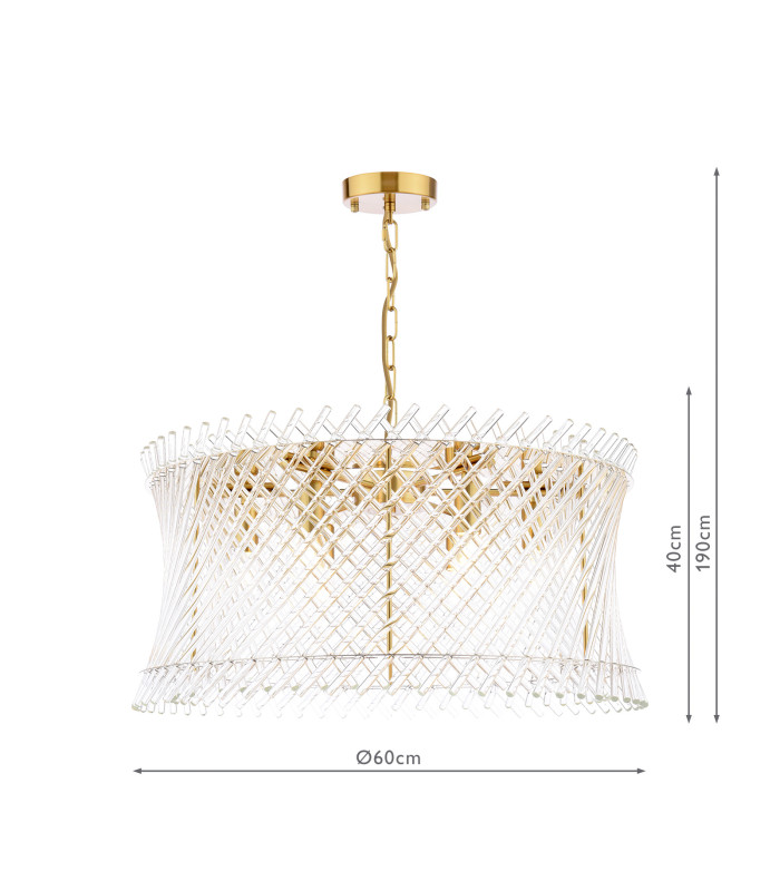 Loire 6 Light Ceiling Pendant Natural Brass and Glass-4