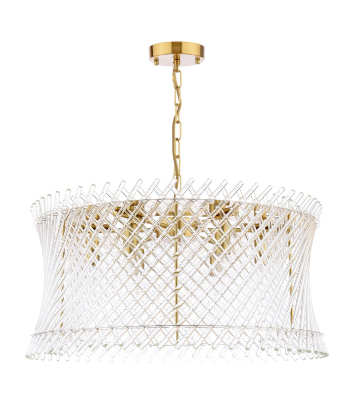 Loire 6 Light Ceiling Pendant Natural Brass and Glass-5