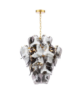 Genoa 8 Light Ceiling Pendant Natural Brass and Smoked Glass-1