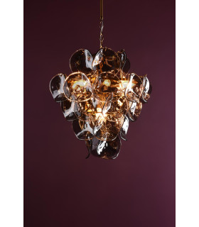 Genoa 8 Light Ceiling Pendant Natural Brass and Smoked Glass-2