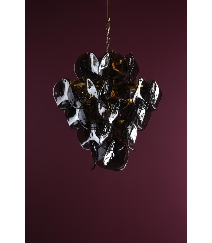 Genoa 8 Light Ceiling Pendant Natural Brass and Smoked Glass-3