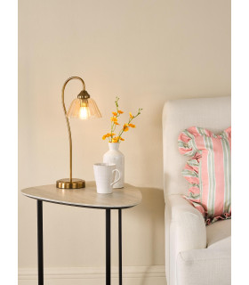 Erika Table Lamp Antique Bronze and Amber Glass-2