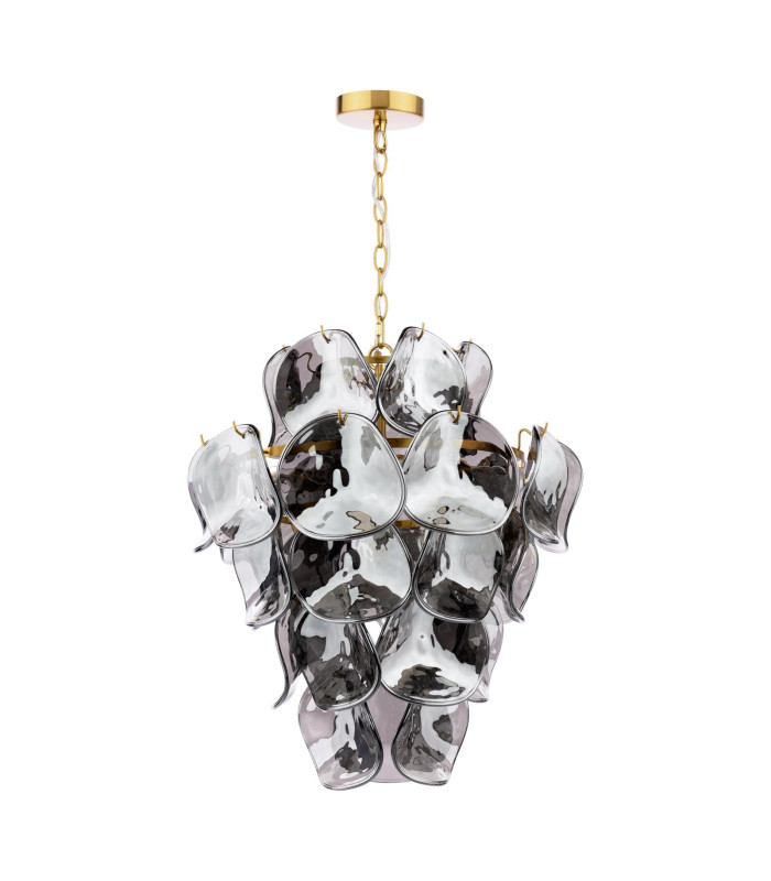 Genoa 8 Light Ceiling Pendant Natural Brass and Smoked Glass-5