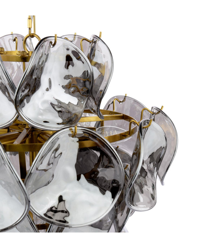 Genoa 8 Light Ceiling Pendant Natural Brass and Smoked Glass-6