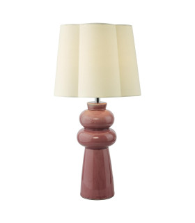 Jordana Table Lamp Pink Ceramic and Polished Chrome With Shade-1