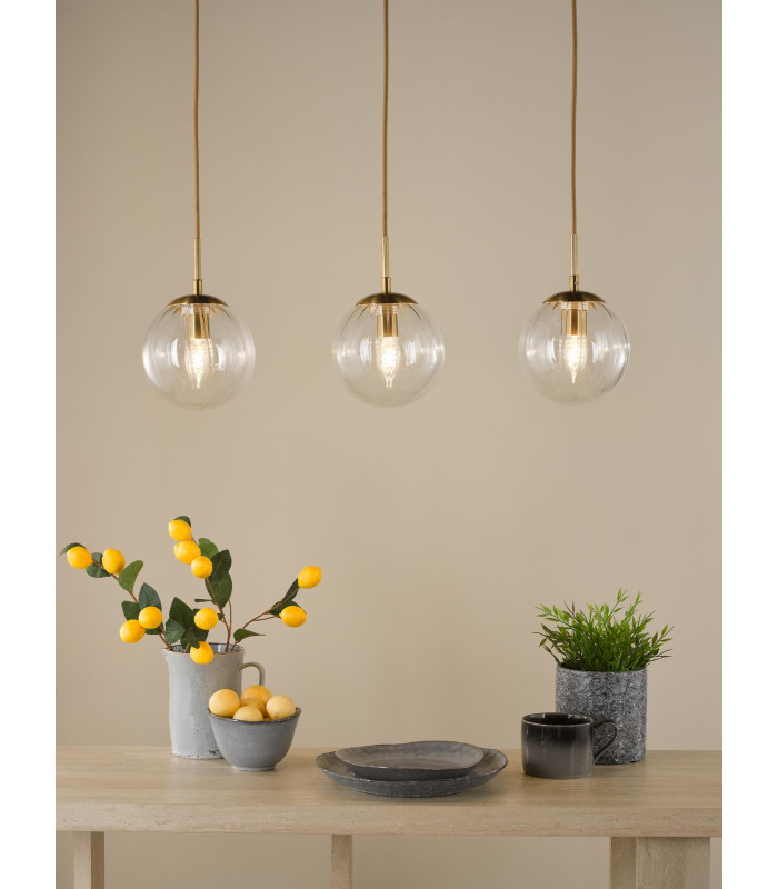 Jocelyn 3 Light Bar Ceiling Pendant Natural Brass and Glass-4