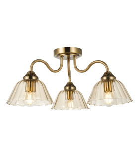 Erika 3 Light Semi-Flush Antique Bronze and Amber Glass-1