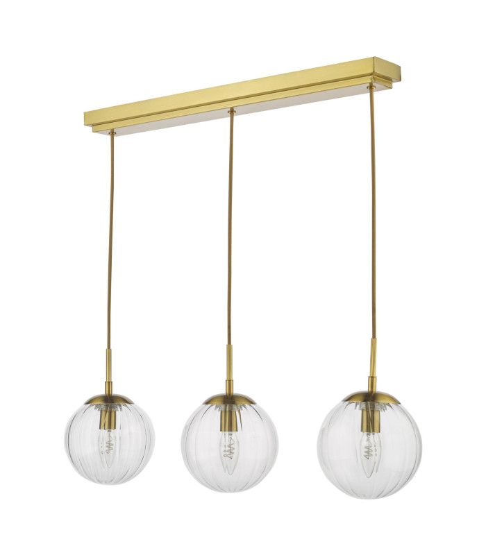 Jocelyn 3 Light Bar Ceiling Pendant Natural Brass and Glass-7