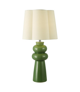 Jordana Table Lamp Green Ceramic and Polished Chrome With Shade-1
