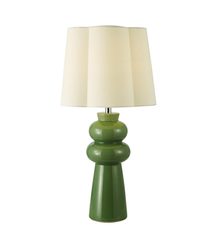 Jordana Table Lamp Green Ceramic and Polished Chrome With Shade-1