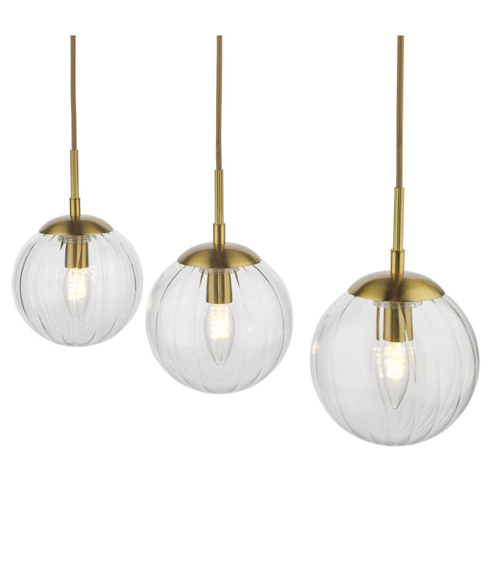 Jocelyn 3 Light Bar Ceiling Pendant Natural Brass and Glass-9