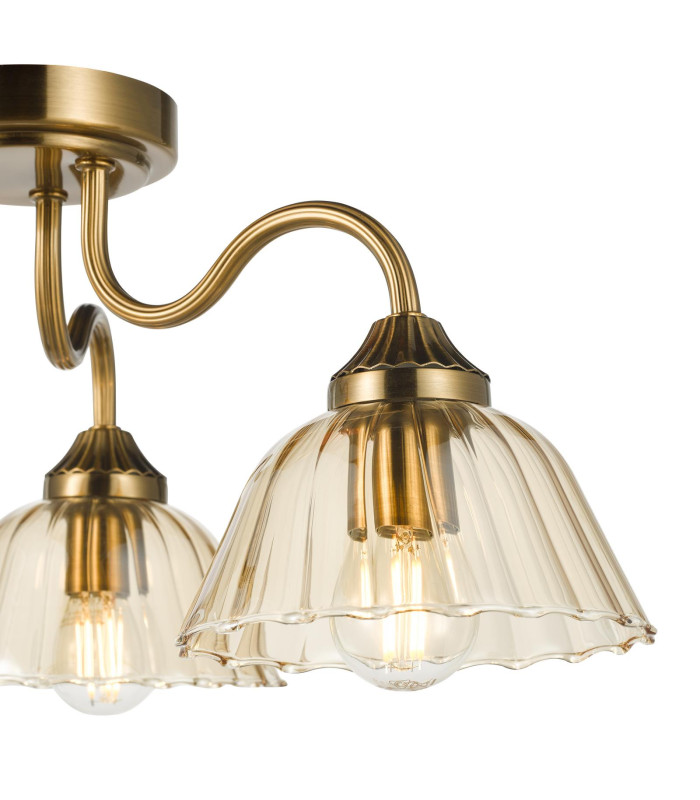 Erika 3 Light Semi-Flush Antique Bronze and Amber Glass-8
