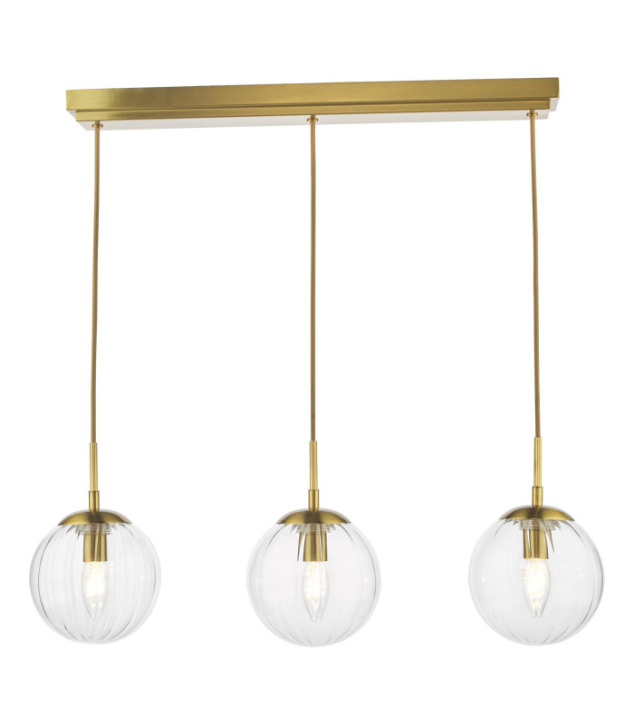 Jocelyn 3 Light Bar Ceiling Pendant Natural Brass and Glass-10