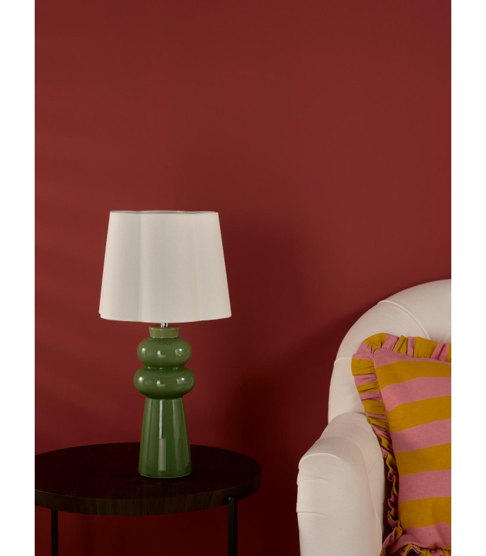 Jordana Table Lamp Green Ceramic and Polished Chrome With Shade-3
