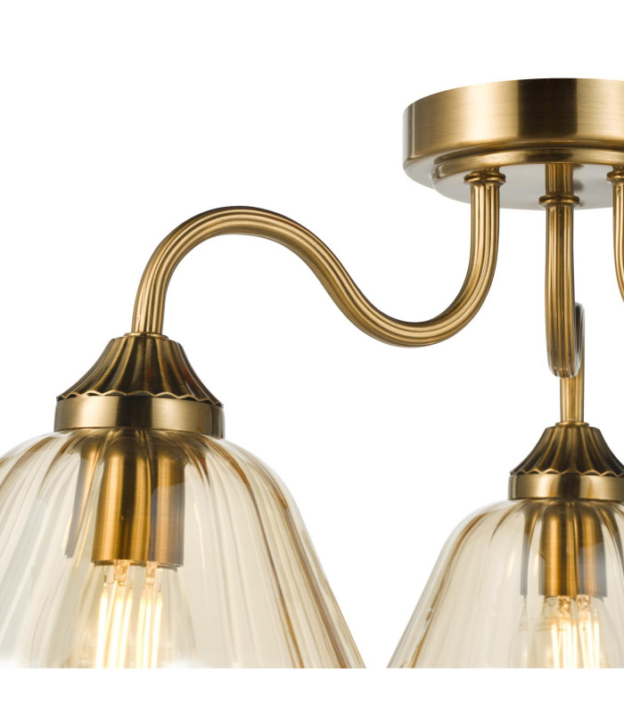 Erika 3 Light Semi-Flush Antique Bronze and Amber Glass-9