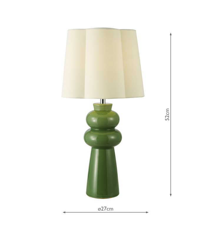 Jordana Table Lamp Green Ceramic and Polished Chrome With Shade-4