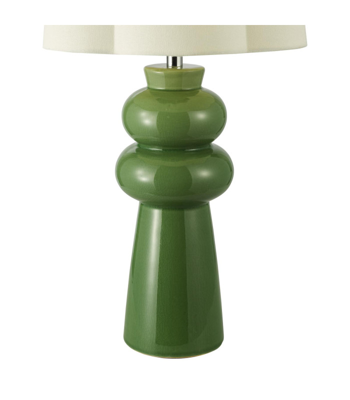 Jordana Table Lamp Green Ceramic and Polished Chrome With Shade-7