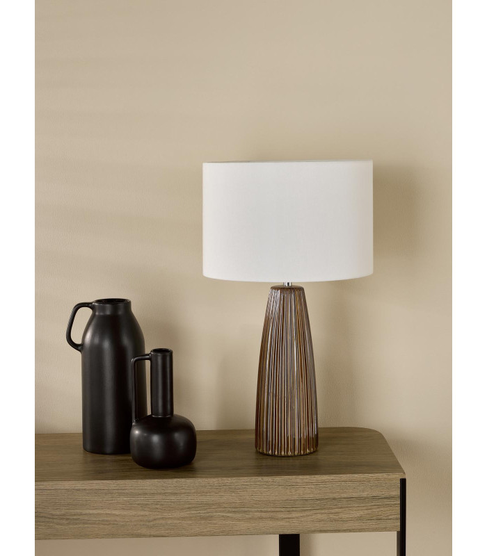 Kaulana Table Lamp Brown Ceramic With Shade-3