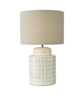 Kedron Table Lamp Grey Ceramic and Satin Chrome With Shade-1