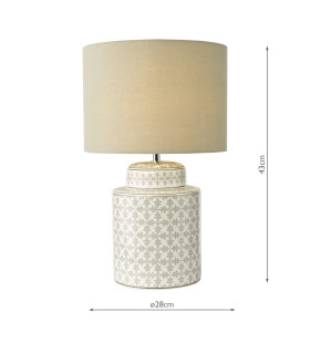 Kedron Table Lamp Grey Ceramic and Satin Chrome With Shade-2