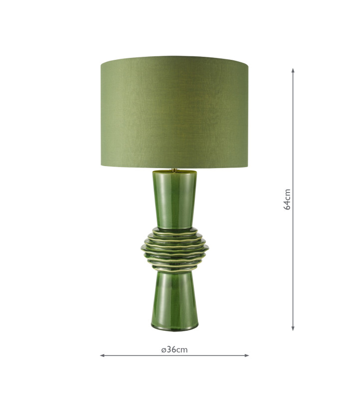 Lagle Table Lamp Green Ceramic and Antique Brass With Shade-4