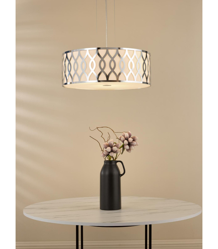 Locryn 4 Light Ceiling Pendant Polished Chrome and Ivory-2