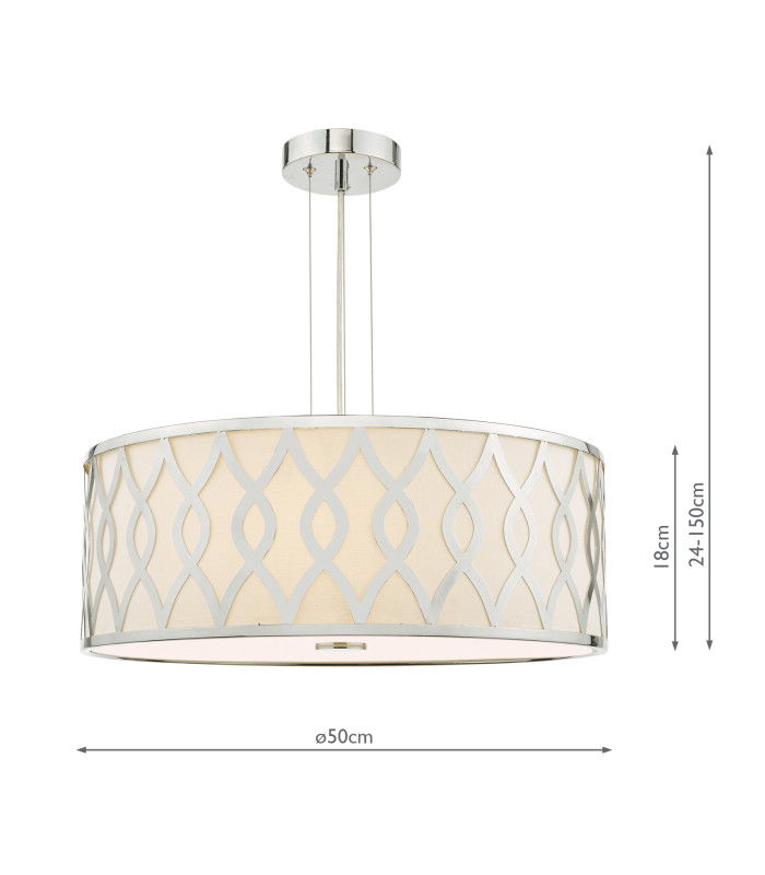 Locryn 4 Light Ceiling Pendant Polished Chrome and Ivory-4