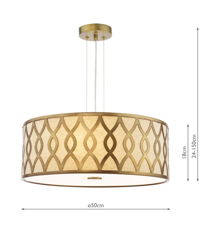 Locryn 4 Light Ceiling Pendant Brushed Bronze and Taupe-4